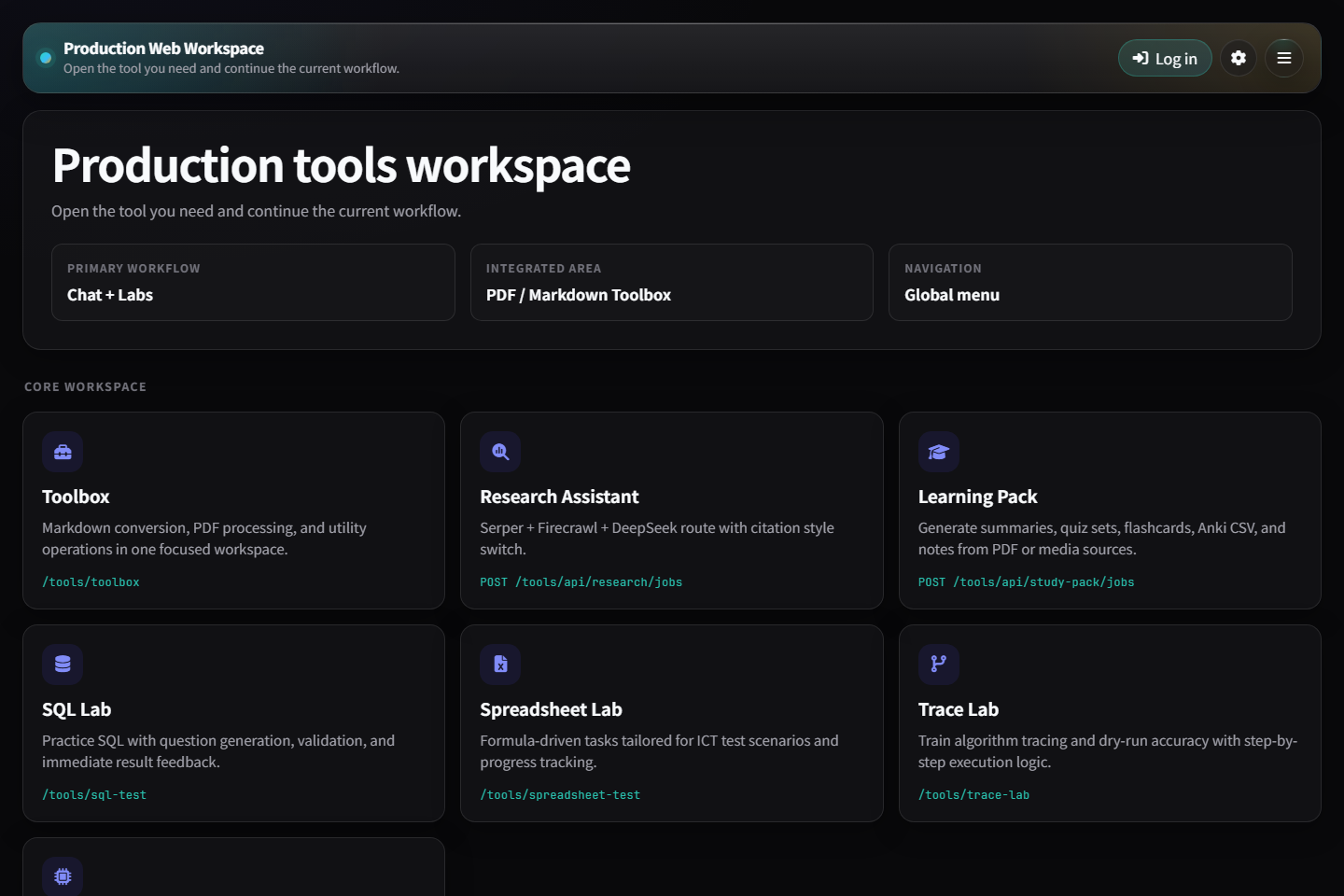 Production Web Workspace